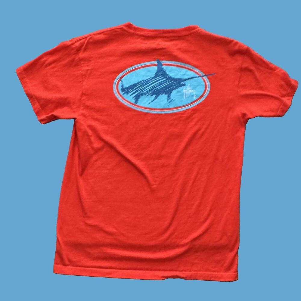 Guy Harvey T Shirt Graphic Short Sleeve Swordfish Orange Classic Fit Youth L